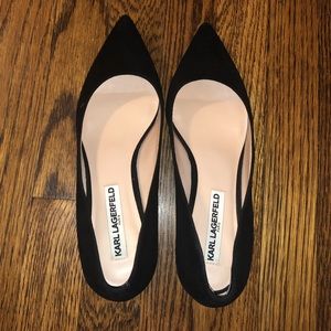 Karl Lagerfield Pointy Toe Suede Heels Size 8